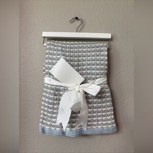 Manhattan kids blanket knitted Baby Afghan Blue/White/Tan